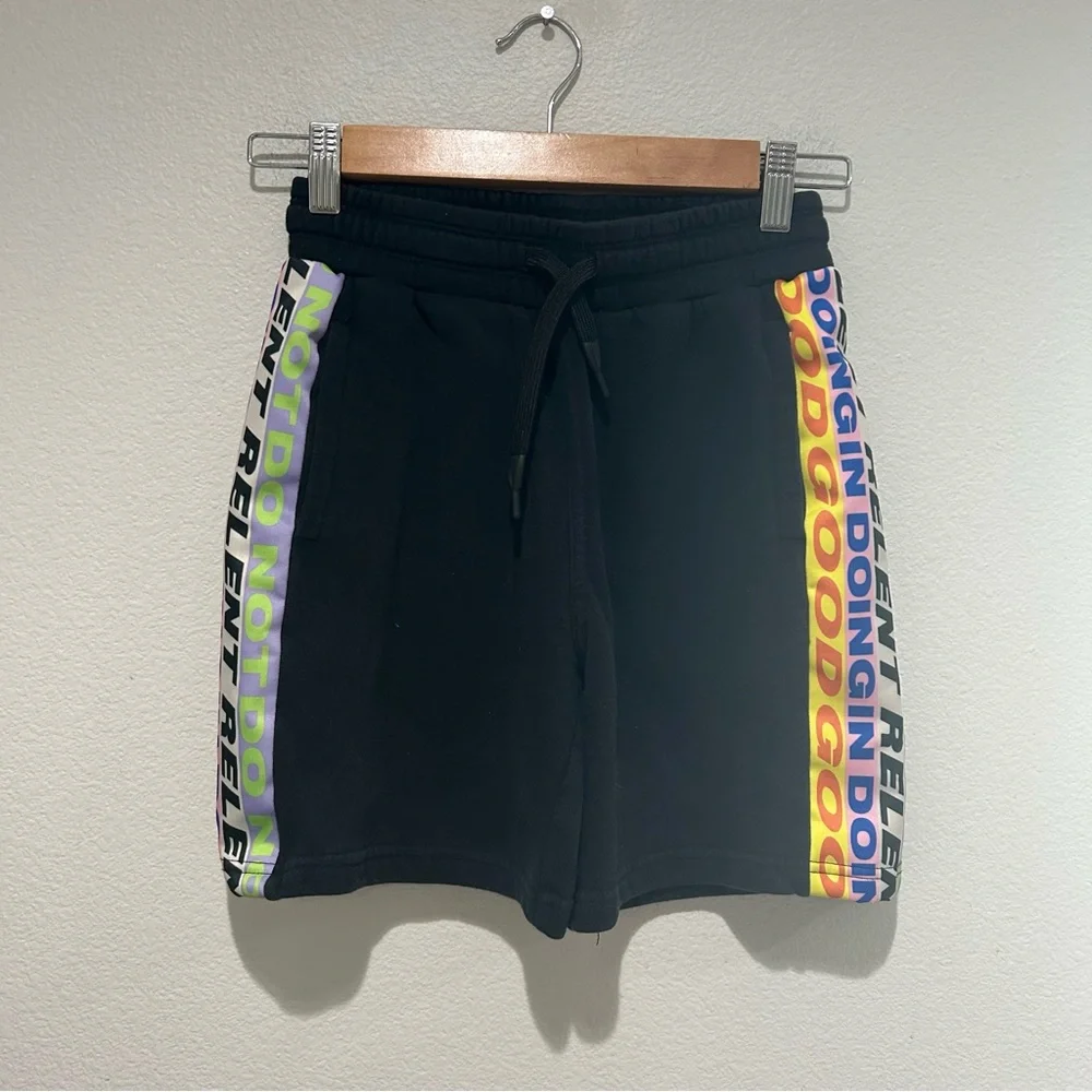 H&M Black Athletic Shorts with Neon Accent Side Panels Lakwena